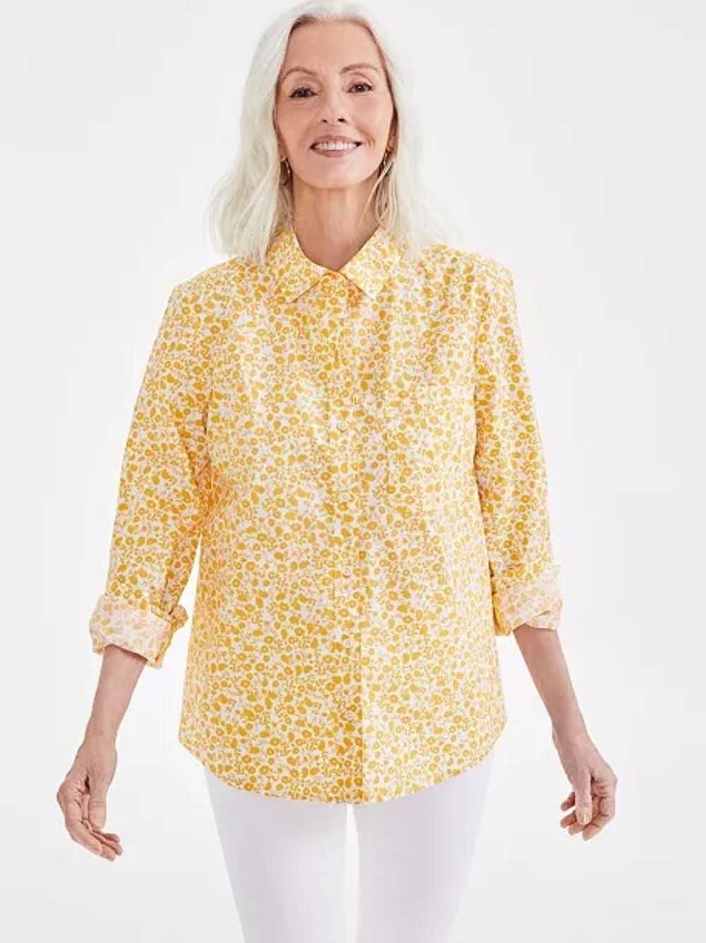 Style & Co. Yellow Floral Button-Down Shirt